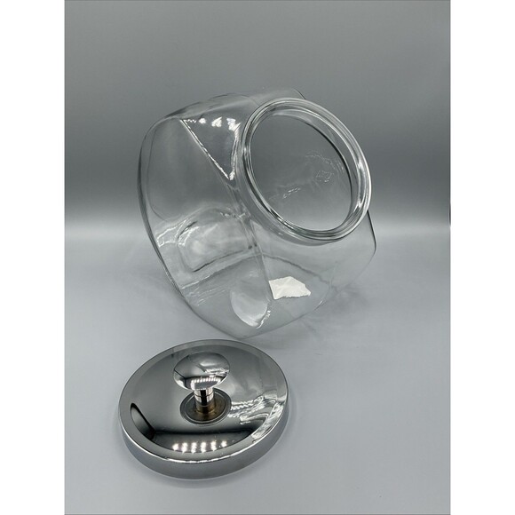 Glass penny candy Cookie TILT jar 1 Gallon ANCHOR HOCKING Canister w/ Metal Lid - Picture 11 of 13